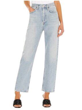 New Agolde 90s Mid Rise Loose Fit Straight Leg Jeans Size 24 In Semi Tropic Wash